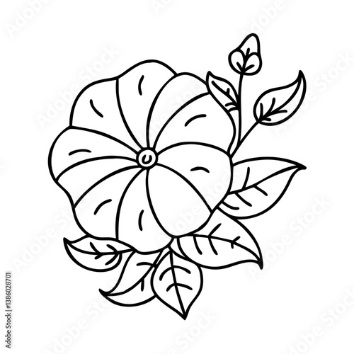 morning glory flower icon, morning glory flower line art - simple line art of morning glory flower, perfect for morning glory flower logos and icons
