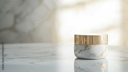 Elegant Marble Cream Jar on Marble Surface