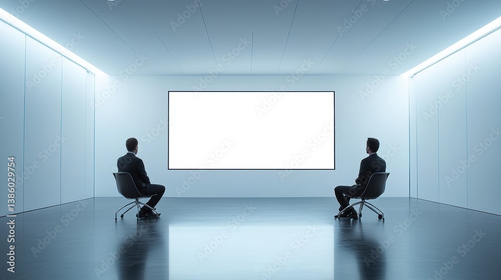 Obraz premium A human resources manager conducting a job interview with a candidate in a modern office space, on a white background