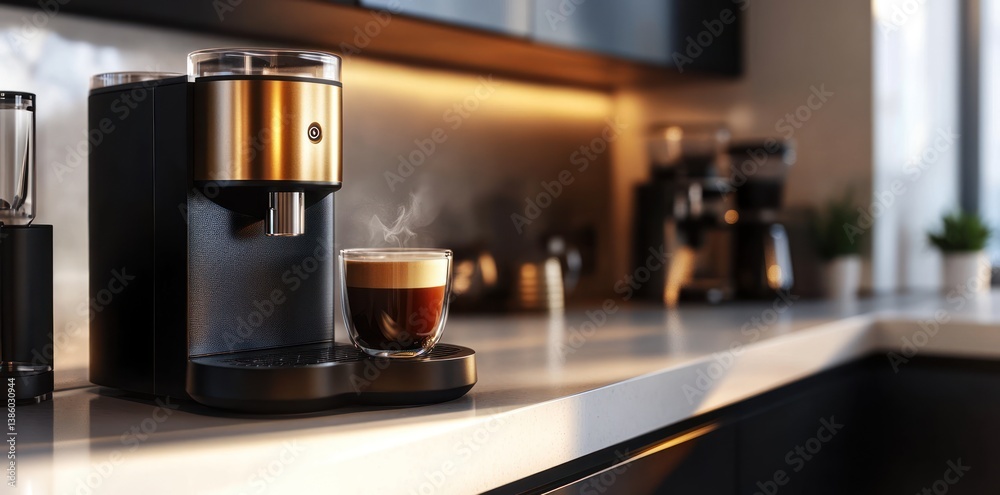 Hollandia or VECTOR machine, coffee maker on white table in kitchen with morning light. Hollandia or VECTOR machine, coffee maker on white table in kitchen with morning light.