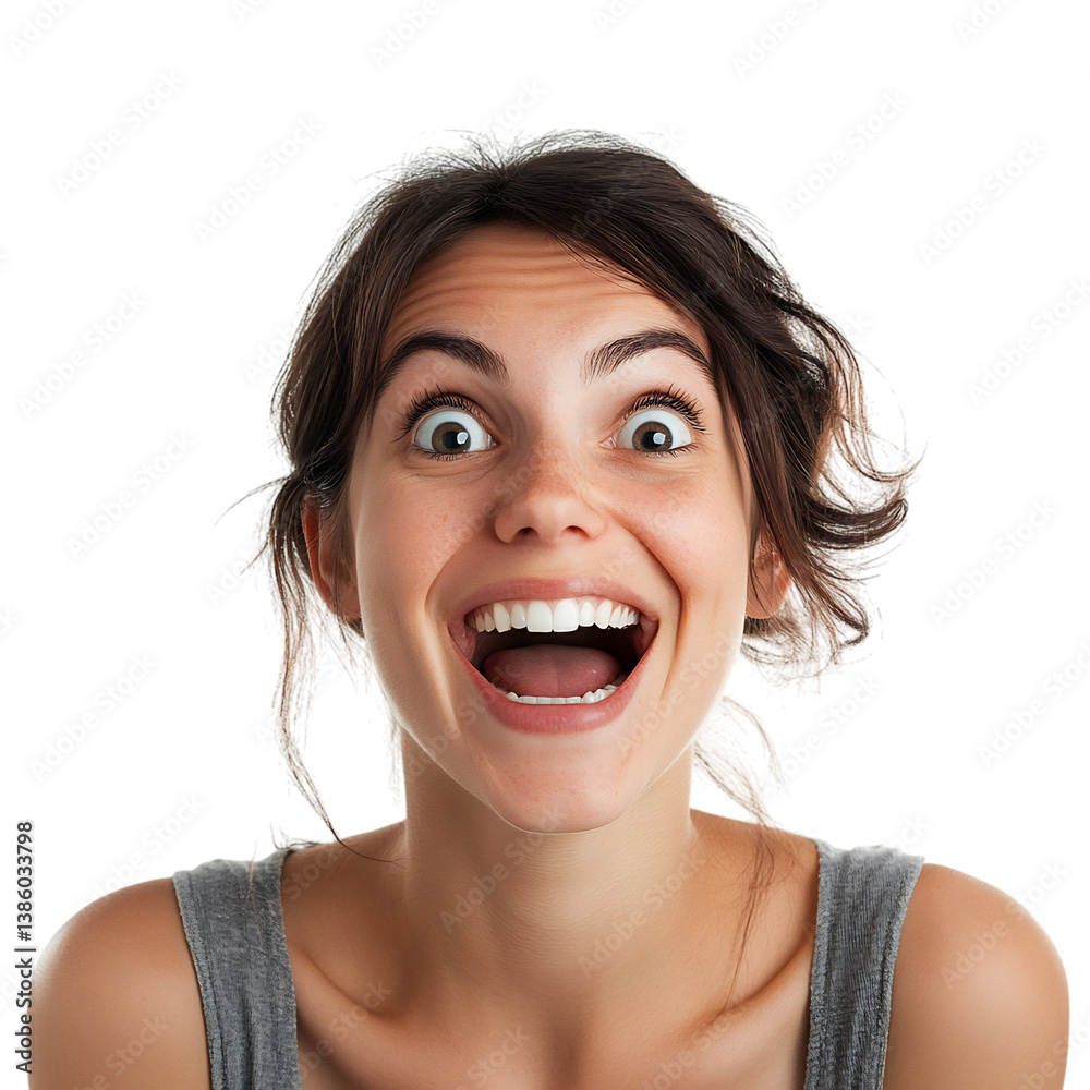 A Woman with a Surprised Expression Isolated on Transparent Background A Woman with a Surprised Expression Isolated on Transparent Background