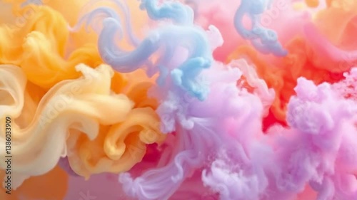 Looping Animation of Swirling Translucent Clouds in Vibrant Colors