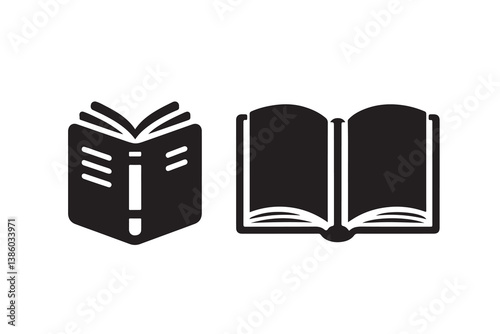 Book Silhouette vector, Isolated on white Background