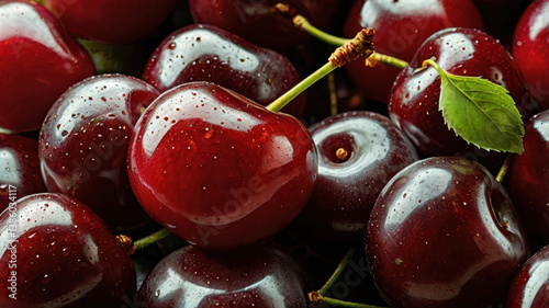 Fresh and Juicy Sour Cherries in a Bountiful Display
