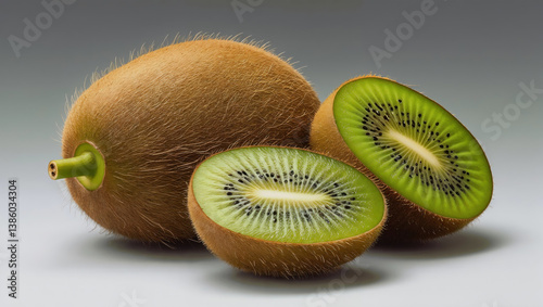 High-Quality Image of Kiwi with white Background..
