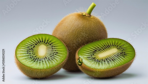 High-Quality Image of Kiwi with white Background..