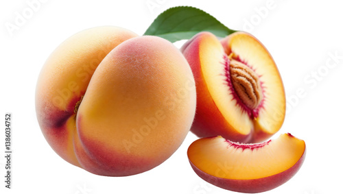 High-Quality PNG Image of Peaches with Transparent Background..
