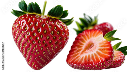 High-Quality PNG Image of Strawberries with Transparent Background..