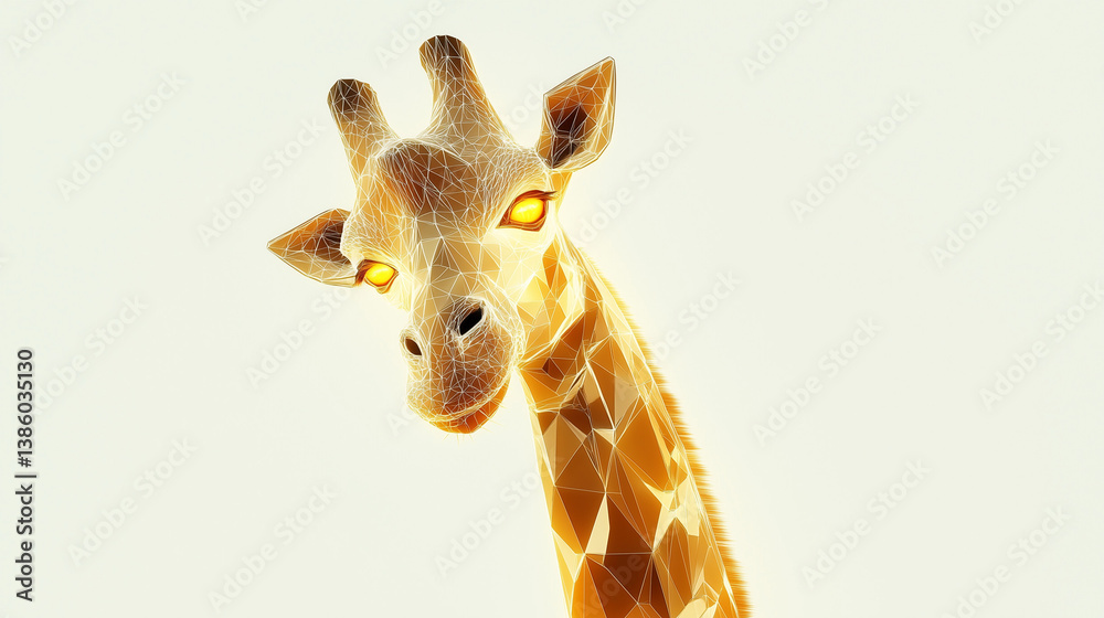Obraz premium Low Poly Giraffe Stock Photo Glowing Art 