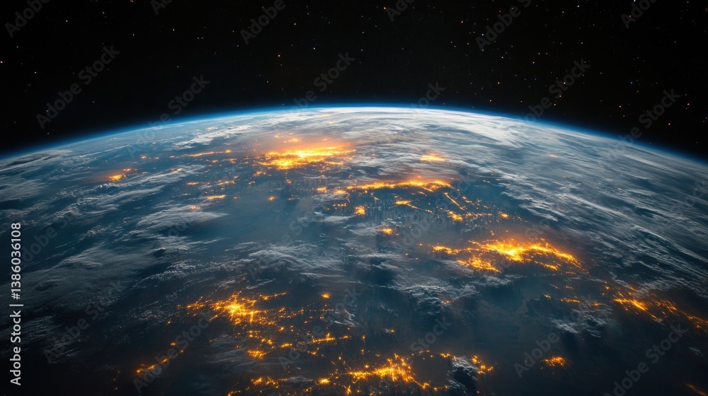 Obraz premium Earth at Night: A Stunning View from Space