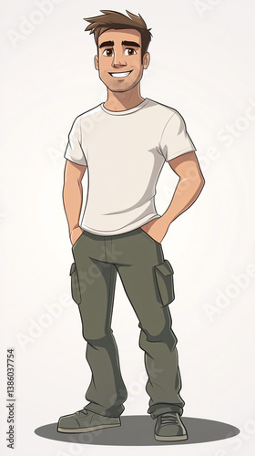 Cartoon vector of man wear trouser and t shirt