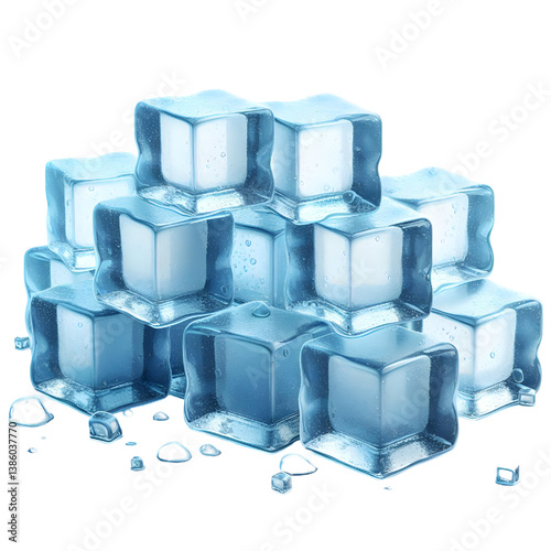 Light blue ice cubes.only in vector file isolated on white background