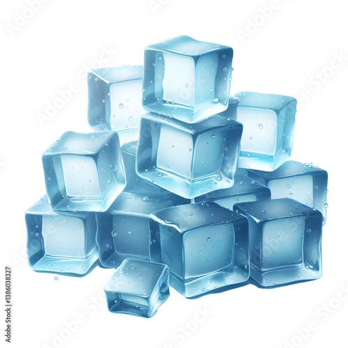 Light blue ice cubes.only in vector file isolated on white background