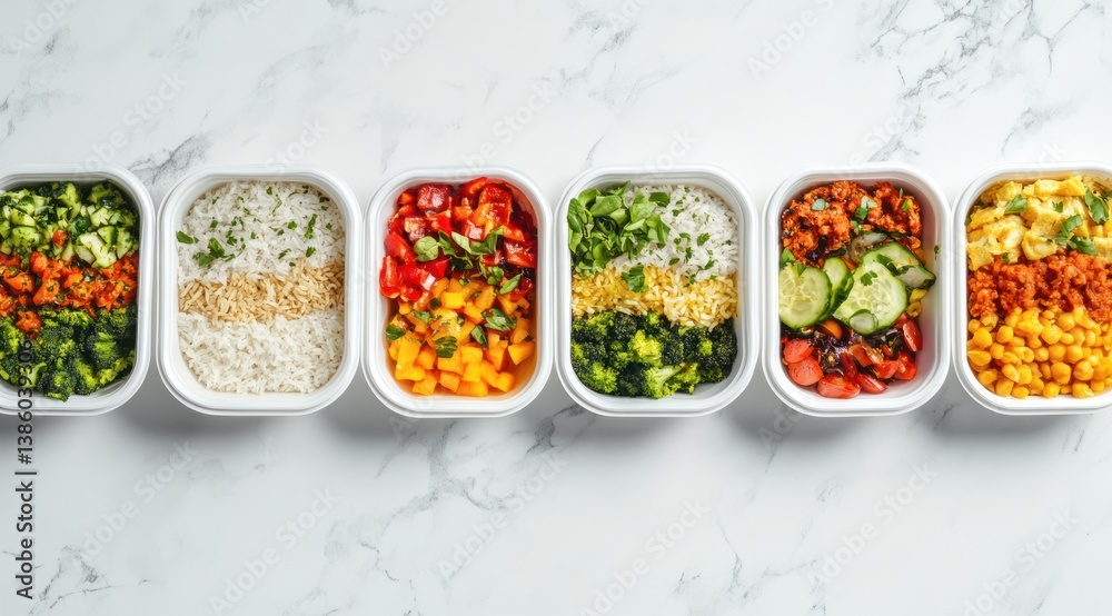 Reusable food box with healthy meals in the form of colorful sandwiches, vegetables Reusable food box with healthy meals in the form of colorful sandwiches, vegetables