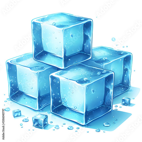 Light blue ice cubes.only in vector file isolated on white background