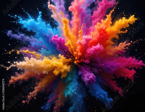 Exploding Color Burst a Vibrant Display of Powder Paint Art
