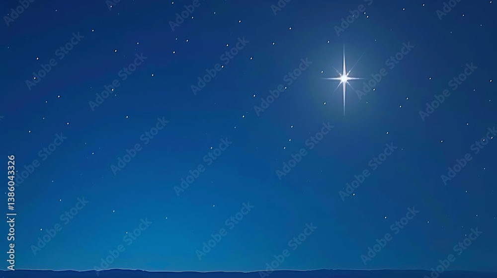 A Bright Star Shines Dominantly in a Dark Blue Night Sky A Bright Star Shines Dominantly in a Dark Blue Night Sky