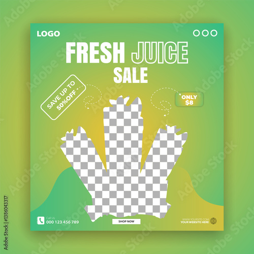 Juice social media post banner template design