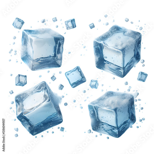 Light blue ice cubes.only in vector file isolated on white background