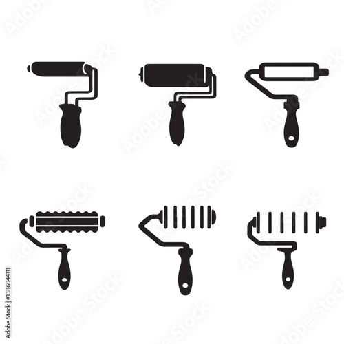 set of paint roller icons