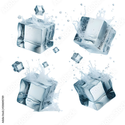 Light blue ice cubes.only in vector file isolated on white background