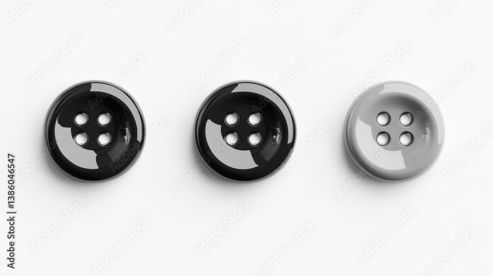 Three Buttons on White Background Three Buttons on White Background
