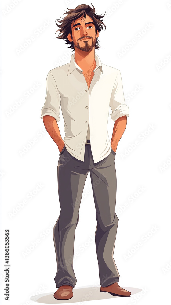 Cartoon vector of man wear Shirt and facing to camera Cartoon vector of man wear Shirt and facing to camera