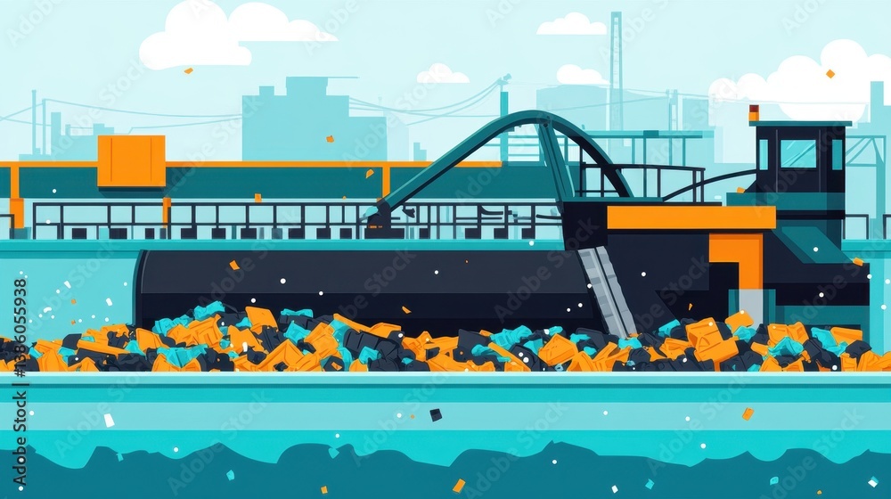 Obraz premium Modern Waste Management Process in Urban Environment