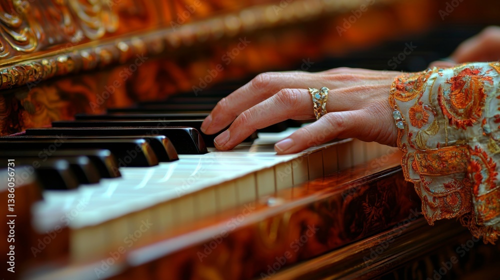 A woman's hands on a piano keyboard