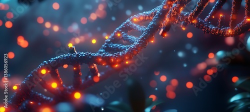 A detailed close-up of DNA sequencing, with glowing strands and vibrant molecular bonds being analyzed by advanced AI. 