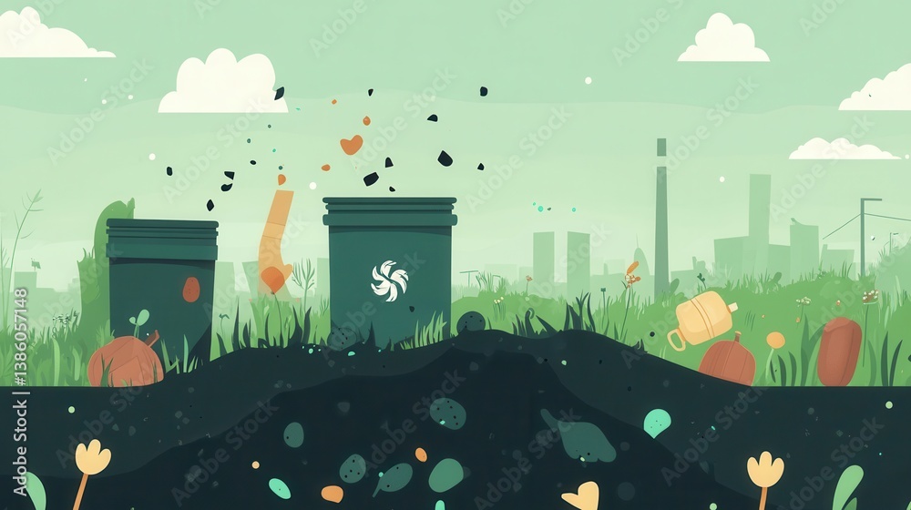 Obraz premium Recycling Process in a Green Urban Environment