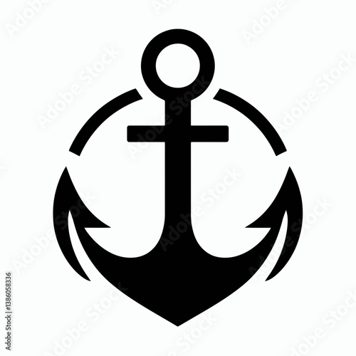  very simple flat and single minimalist Anchor Ring Silhouettes in black on a white background