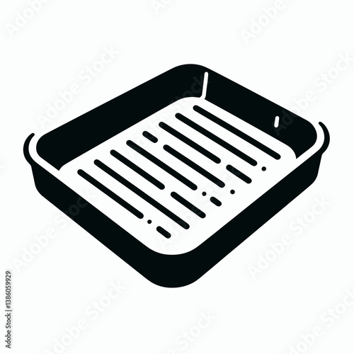 very simple flat and single minimalist Baking Tray Silhouettes in black on a white background
