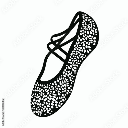 very simple flat and single minimalist Ballet Slipper Lace Silhouettes in black on a white background