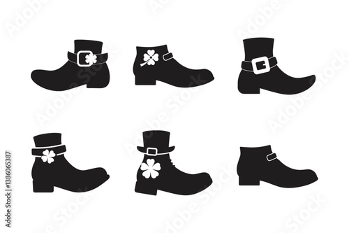 leprechaun shoes vector art silhouette