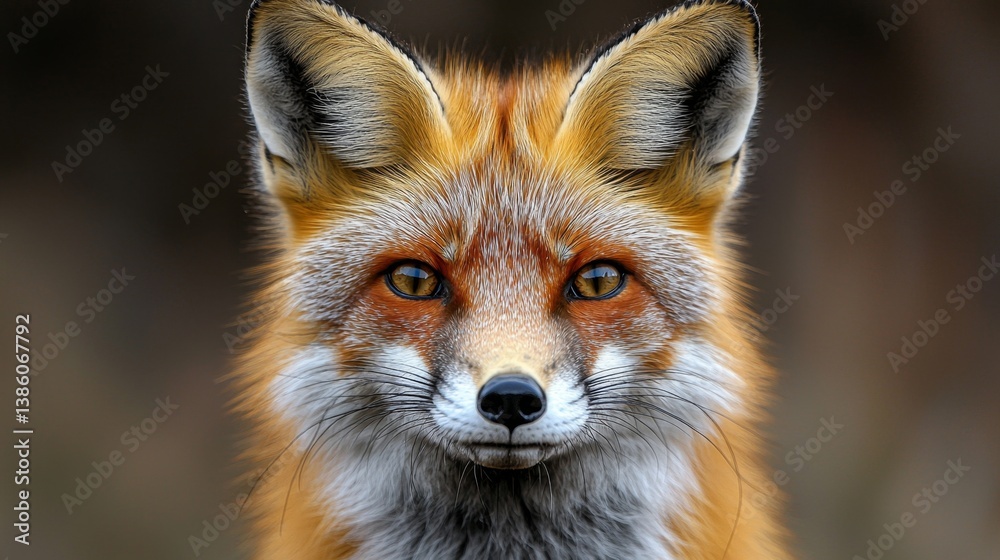 A close up of a red fox's face in the woods A close up of a red fox's face in the woods