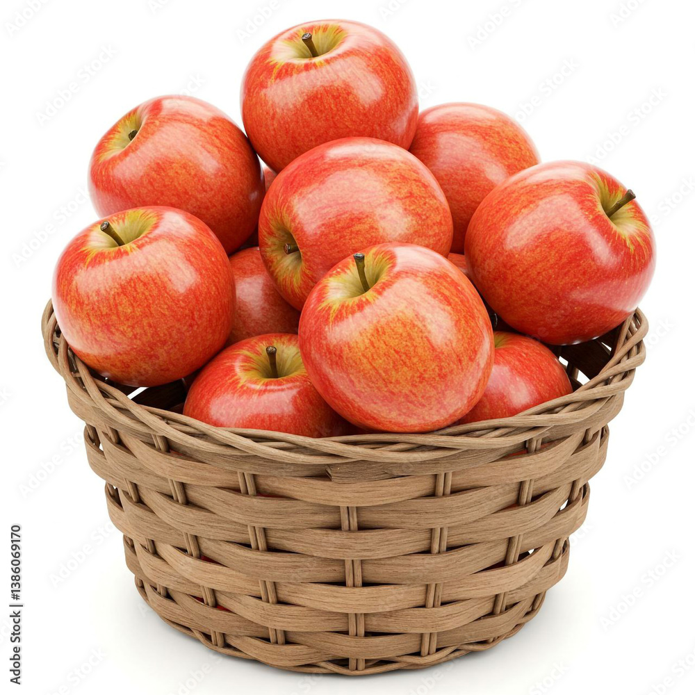basket of Idared apples isolated on white background basket of Idared apples isolated on white background