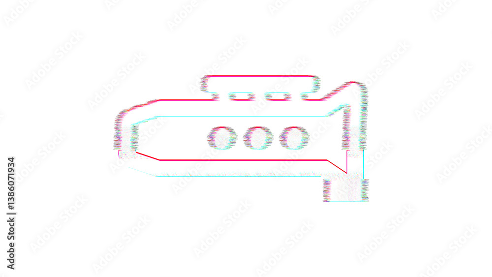 Icon clarinet is distorted. Glitch. Noise, chromatic aberration, geometric distortion