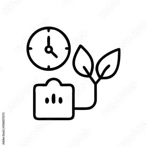 Eco-monitoring concept with clock and plant illustration  
