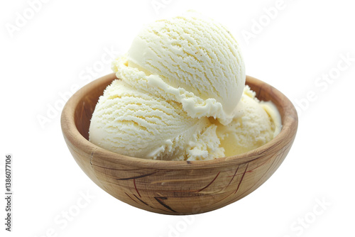 Luscious Vanilla Ice Cream Scoop with a Drizzle of Chocolate Isolated on Transparent Background