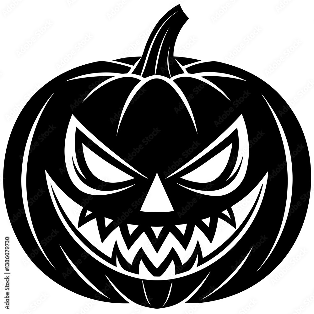 Fototapeta premium Creative jack-o-lantern face silhouettes for fun and scary Halloween scenes. 