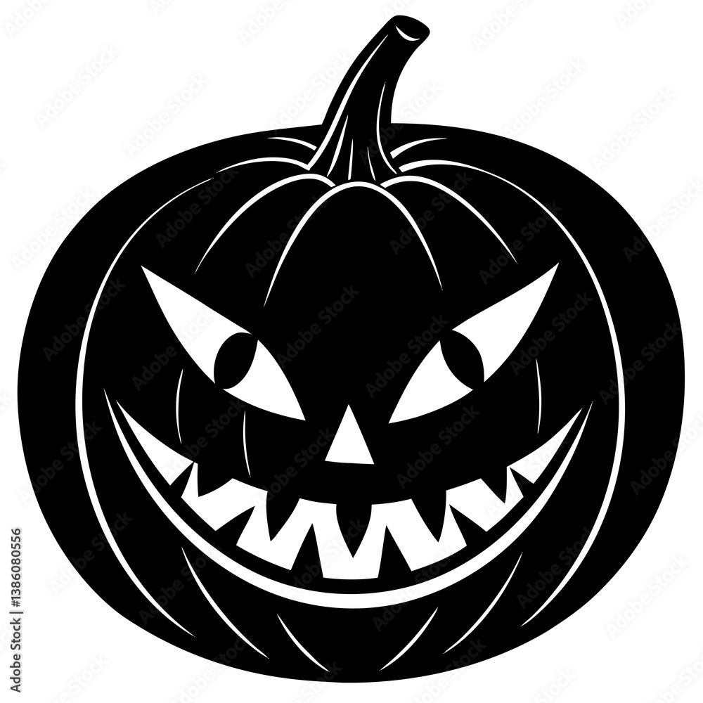 Fototapeta premium Angry and laughing Halloween pumpkin vector faces. Great for spooky digital artwork.