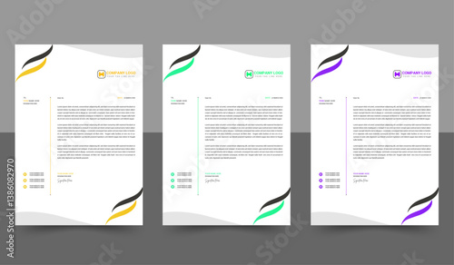 Modern Professional Clean Trendy corporate company business letterhead template design with color variation bundle