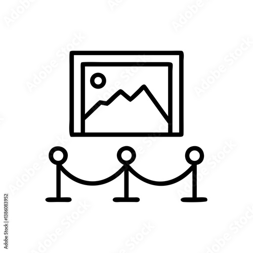 Artwork Display with Ropes and Stanchions  