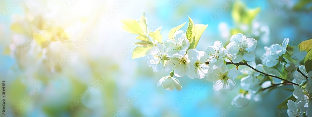 Obraz premium Photo of a bright blue sky background in spring