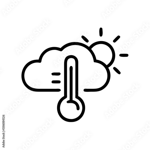 Climate control concept with thermometer and weather symbols  