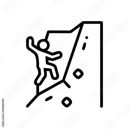 Climber ascending a rock wall in a minimalist style  