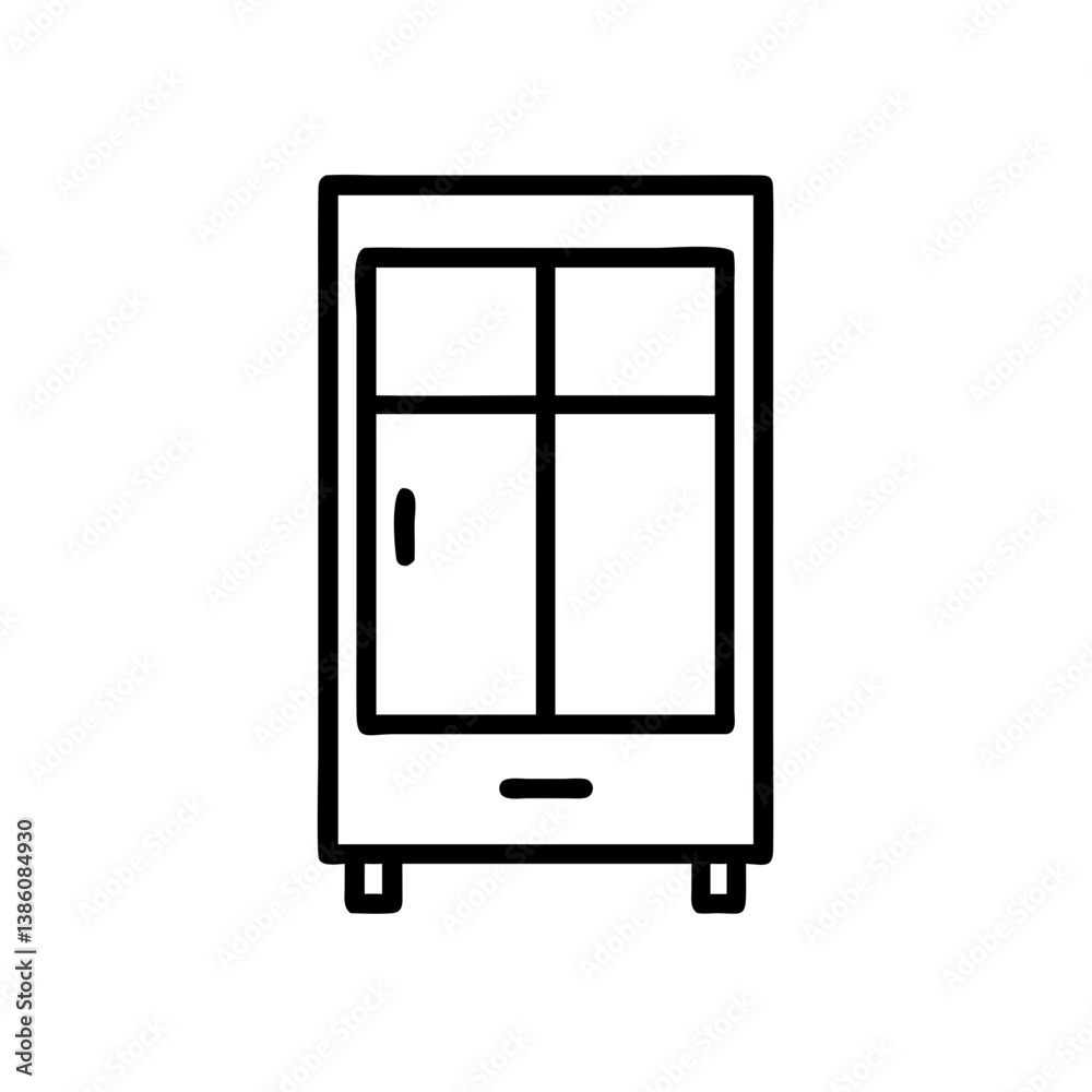 Minimalistic display cabinet icon in black and white Minimalistic display cabinet icon in black and white