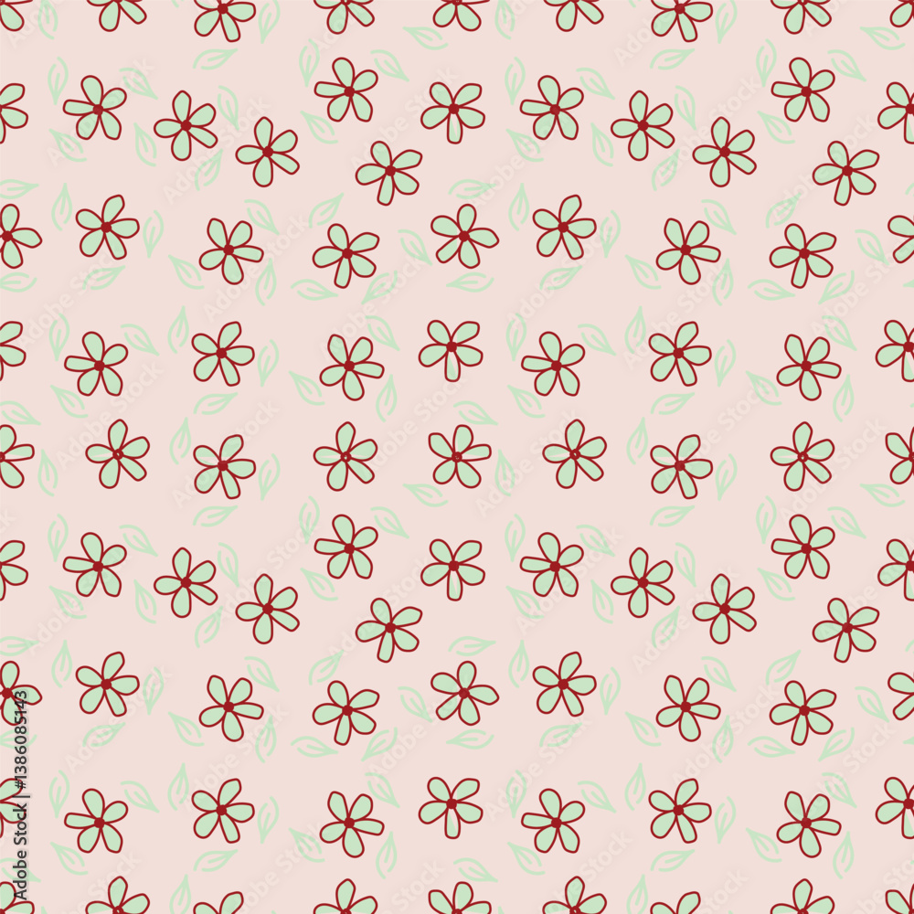 Seamless Daisy Floral Ditsy Pattern In Vector Seamless Daisy Floral Ditsy Pattern In Vector