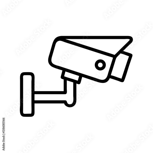 Security camera icon in minimalistic style, black and white design  